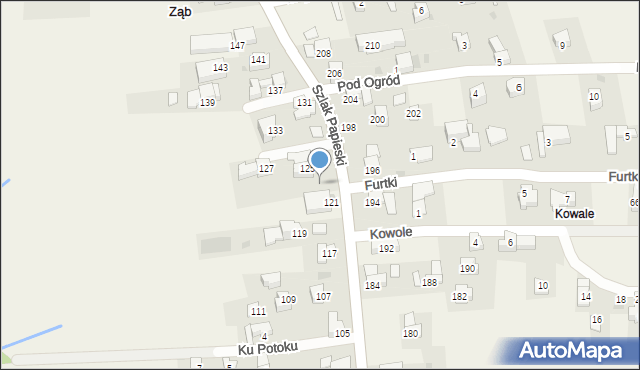 Ząb, Szlak Papieski, 123, mapa Ząb