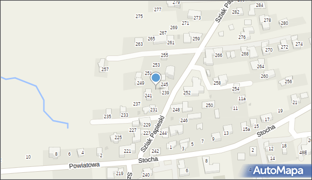 Ząb, Szlak Papieski, 243, mapa Ząb
