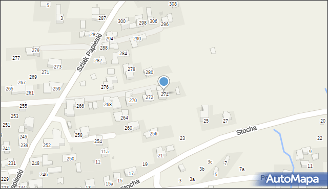 Ząb, Szlak Papieski, 274, mapa Ząb
