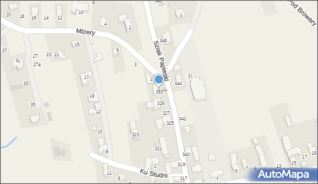 Ząb, Szlak Papieski, 331, mapa Ząb