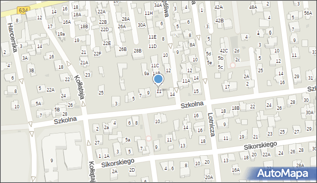 Ząbki, Szkolna, 11, mapa Ząbki