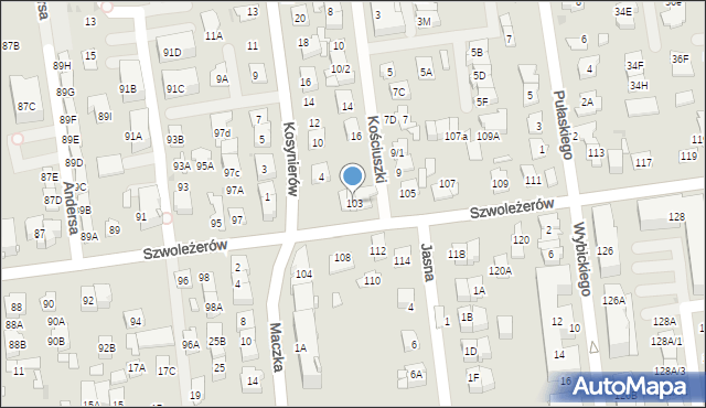Ząbki, Szwoleżerów, 103, mapa Ząbki