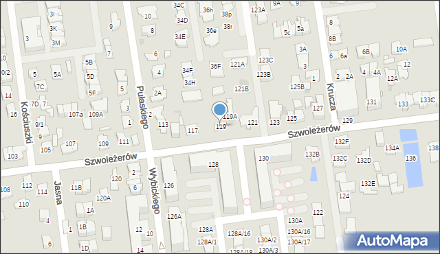 Ząbki, Szwoleżerów, 119, mapa Ząbki