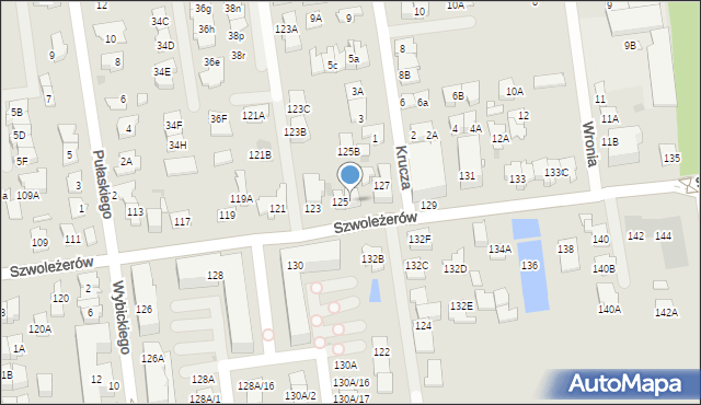 Ząbki, Szwoleżerów, 125A, mapa Ząbki