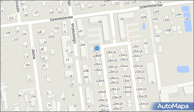 Ząbki, Szwoleżerów, 128A/1, mapa Ząbki
