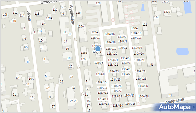 Ząbki, Szwoleżerów, 128A/5, mapa Ząbki