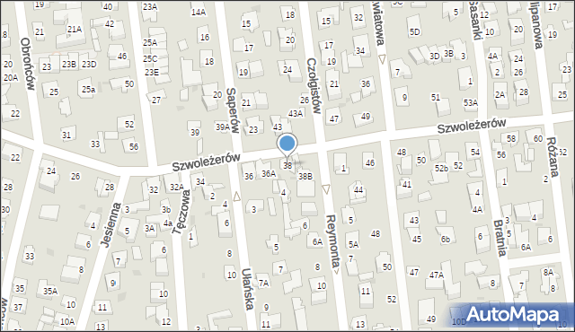 Ząbki, Szwoleżerów, 38, mapa Ząbki