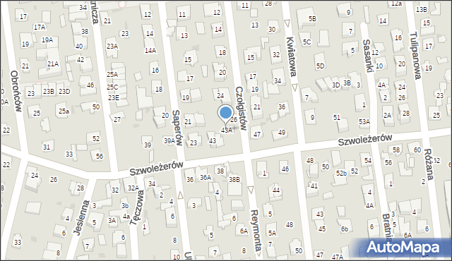Ząbki, Szwoleżerów, 43A, mapa Ząbki