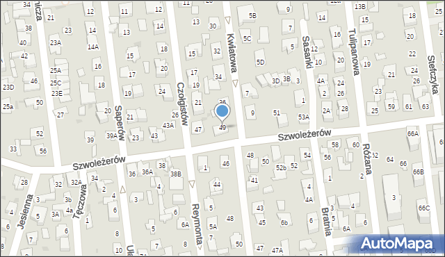 Ząbki, Szwoleżerów, 49, mapa Ząbki