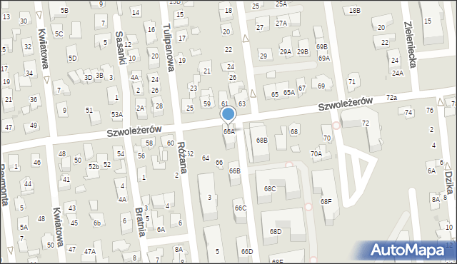 Ząbki, Szwoleżerów, 66A, mapa Ząbki