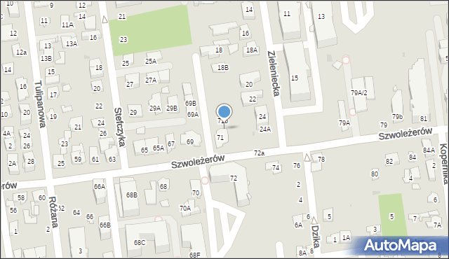 Ząbki, Szwoleżerów, 71a, mapa Ząbki