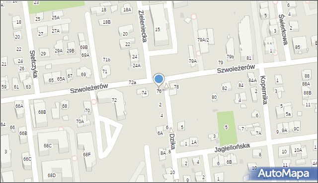 Ząbki, Szwoleżerów, 76, mapa Ząbki