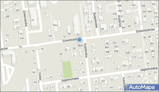 Ząbki, Szwoleżerów, 84A, mapa Ząbki