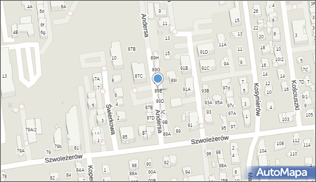 Ząbki, Szwoleżerów, 89E, mapa Ząbki