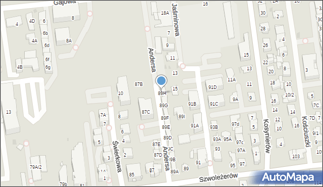 Ząbki, Szwoleżerów, 89H, mapa Ząbki