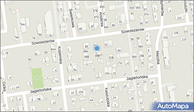 Ząbki, Szwoleżerów, 90B, mapa Ząbki