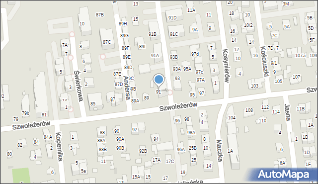 Ząbki, Szwoleżerów, 91, mapa Ząbki