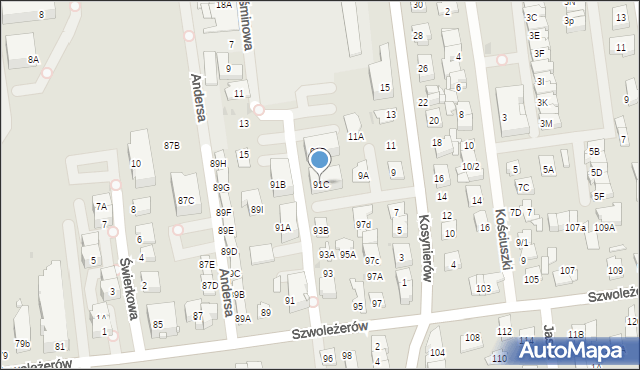 Ząbki, Szwoleżerów, 91C, mapa Ząbki