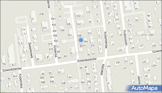 Ząbki, Szwoleżerów, 93, mapa Ząbki