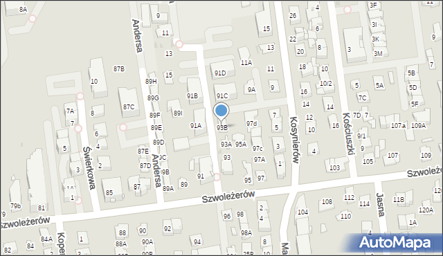 Ząbki, Szwoleżerów, 93B, mapa Ząbki