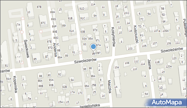 Ząbki, Szwoleżerów, 95, mapa Ząbki