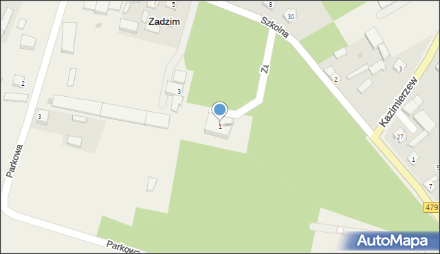 Zadzim, Szkolna, 1, mapa Zadzim