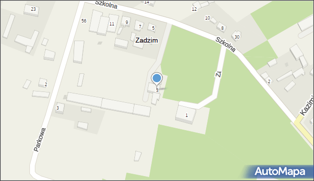 Zadzim, Szkolna, 3, mapa Zadzim