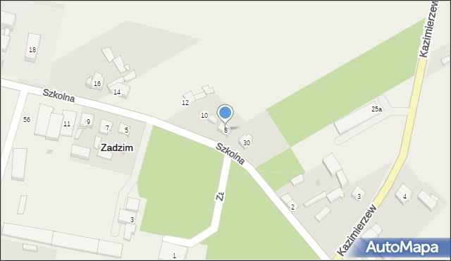 Zadzim, Szkolna, 8, mapa Zadzim