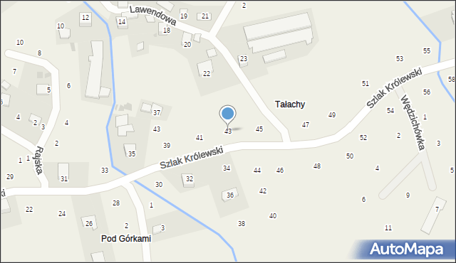 Zagacie, Szlak Królewski, 43, mapa Zagacie