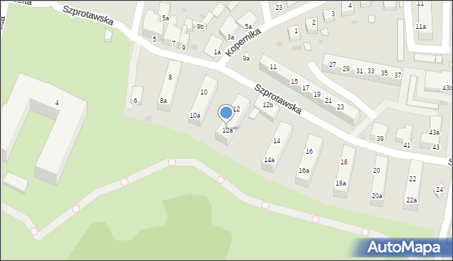 Żagań, Szprotawska, 12a, mapa Żagań