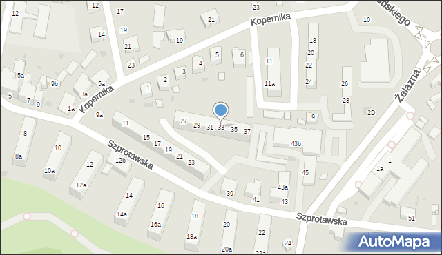 Żagań, Szprotawska, 33, mapa Żagań