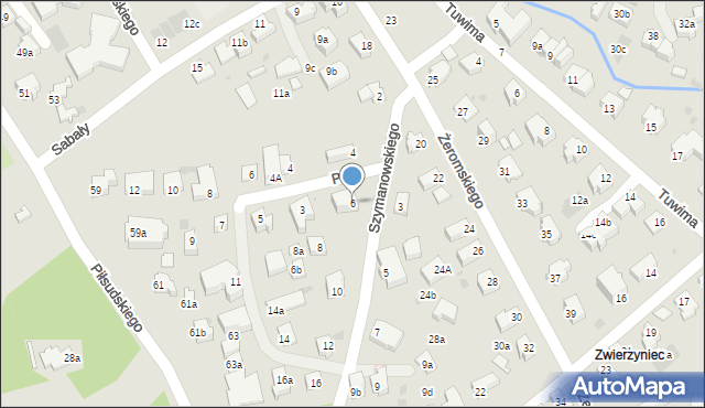 Zakopane, Szymanowskiego Karola, 6, mapa Zakopanego