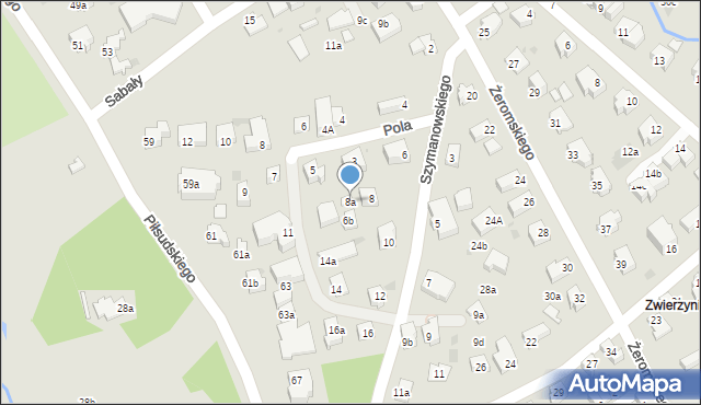 Zakopane, Szymanowskiego Karola, 8a, mapa Zakopanego