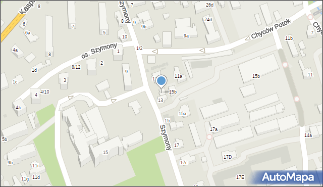 Zakopane, Szymony, 13a, mapa Zakopanego