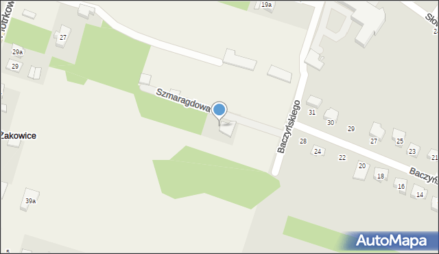 Żakowice, Szmaragdowa, 3, mapa Żakowice