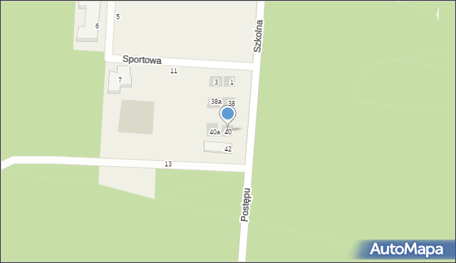 Zakręt, Szkolna, 40, mapa Zakręt