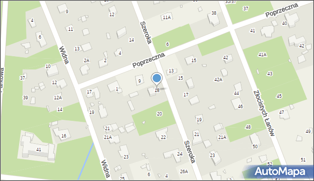 Zalesie Górne, Szeroka, 18, mapa Zalesie Górne