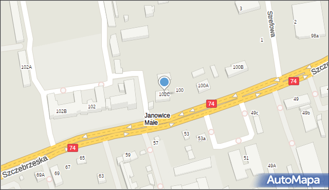 Zamość, Szczebrzeska, 102C, mapa Zamościa