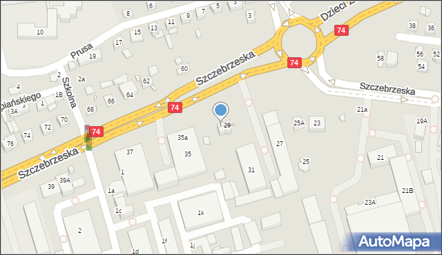 Zamość, Szczebrzeska, 29A, mapa Zamościa