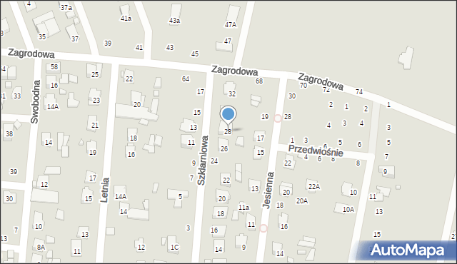 Zamość, Szklarniowa, 28, mapa Zamościa