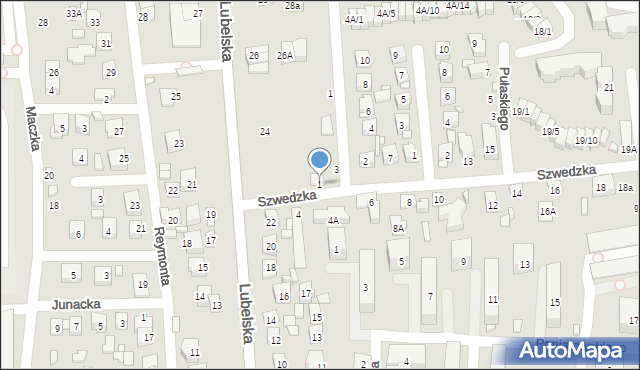 Zamość, Szwedzka, 1, mapa Zamościa