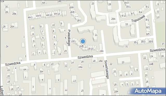 Zamość, Szwedzka, 19/6, mapa Zamościa