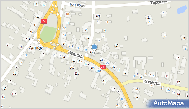 Żarnów, Szeroka, 13, mapa Żarnów