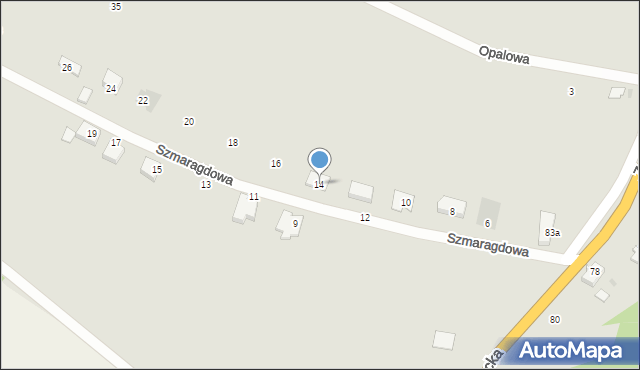 Żary, Szmaragdowa, 14, mapa Żary