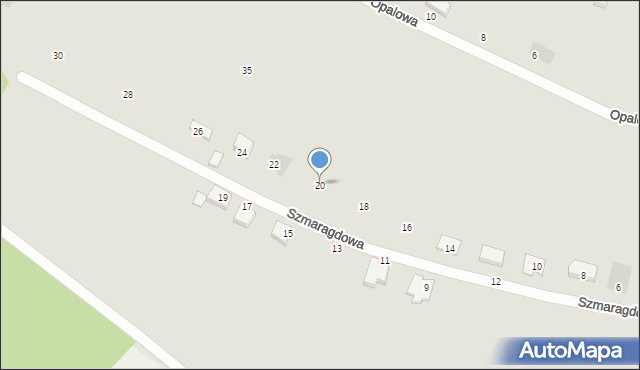 Żary, Szmaragdowa, 20, mapa Żary