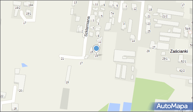 Zaścianki, Szklarniana, 13, mapa Zaścianki