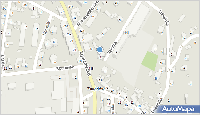 Zawidów, Szkolna, 1, mapa Zawidów