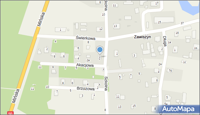Zawiszyn, Szkolna, 2, mapa Zawiszyn