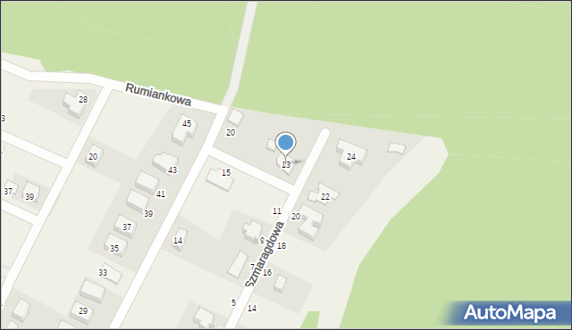 Zbrudzewo, Szmaragdowa, 13, mapa Zbrudzewo