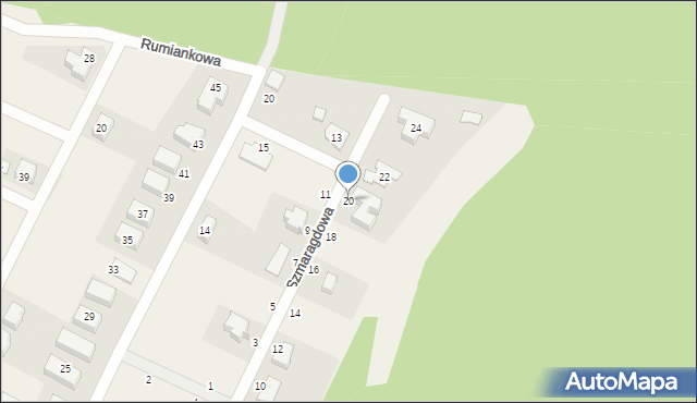Zbrudzewo, Szmaragdowa, 20, mapa Zbrudzewo